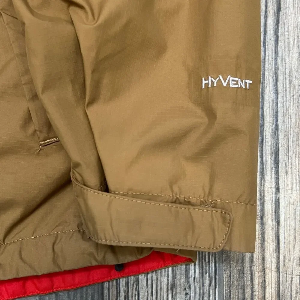 🔥🔥 THE NORTH FACE HyVENT Jacket Hooded Men’s Sz Large - Tan & Reddish‎ Orange